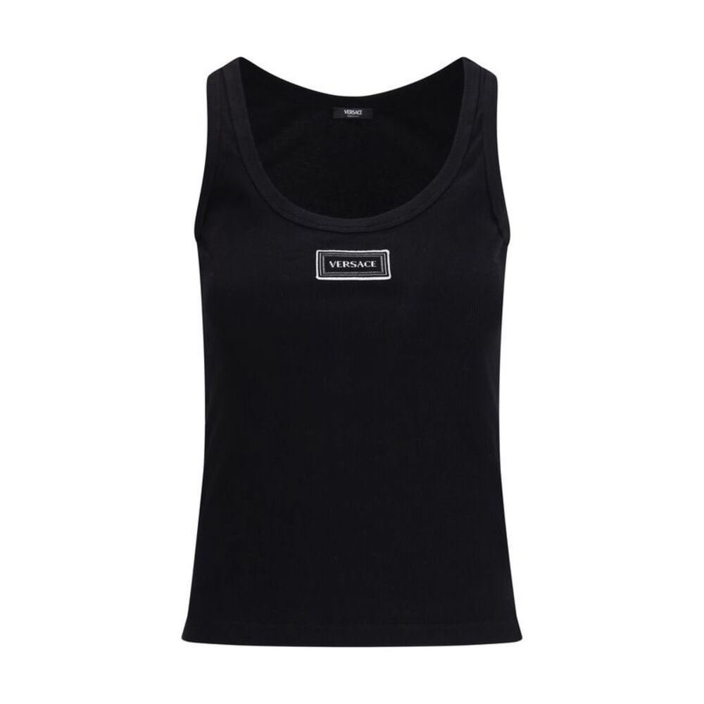Versace Black Cotton Tank Women's Tops